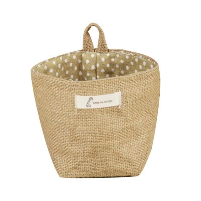Linen Desktop Storage Basket Sundries Container