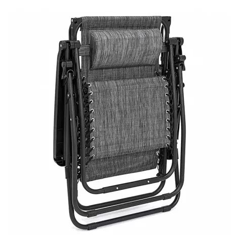 Outdoor Folding Relaxing Chair With Canopy Shade -grey