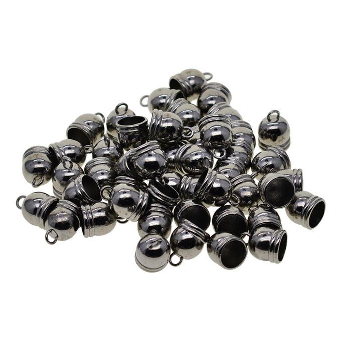 50pc Bell End   Bead Stopper Fit 10mm Leather Taseel Cord DIY Black