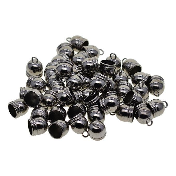50pc Bell End   Bead Stopper Fit 10mm Leather Taseel Cord DIY Black