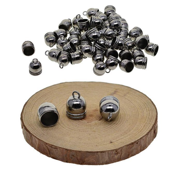 50pc Bell End   Bead Stopper Fit 10mm Leather Taseel Cord DIY Black