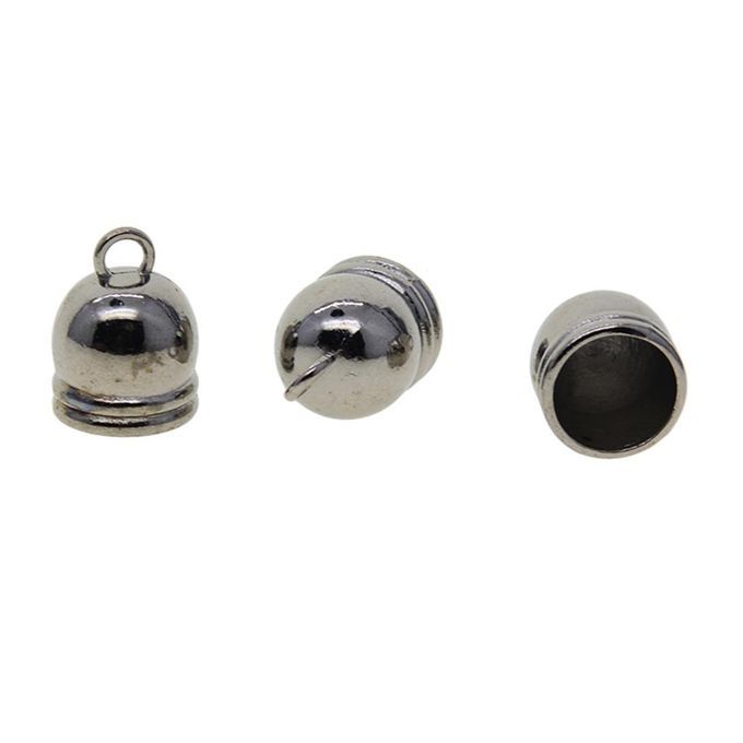 50pc Bell End   Bead Stopper Fit 10mm Leather Taseel Cord DIY Black