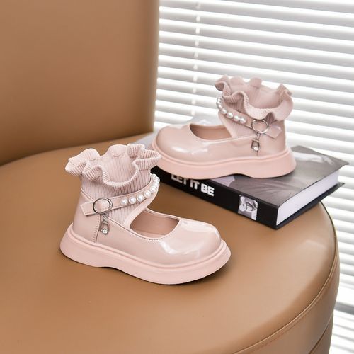 Girls Mary Jane Slip On Shoes Kids Flat Princess Shoes -Pink