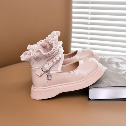Girls Mary Jane Slip On Shoes Kids Flat Princess Shoes -Pink