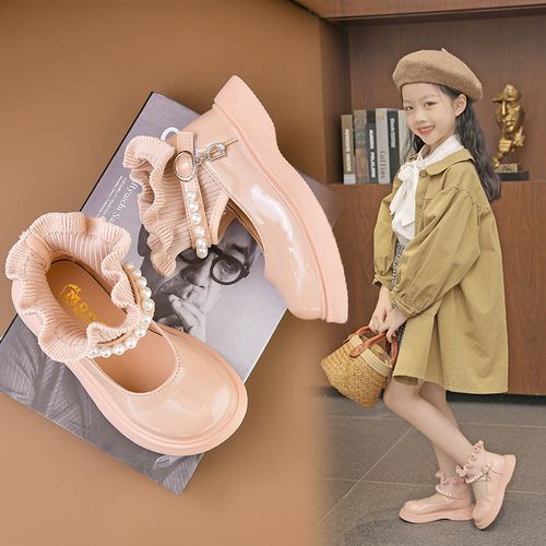 Girls Mary Jane Slip On Shoes Kids Flat Princess Shoes -Pink