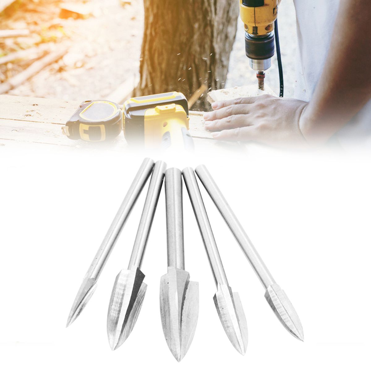 5PCS Wood Engraving Drill Bit Set,DIY Woodworking Carving