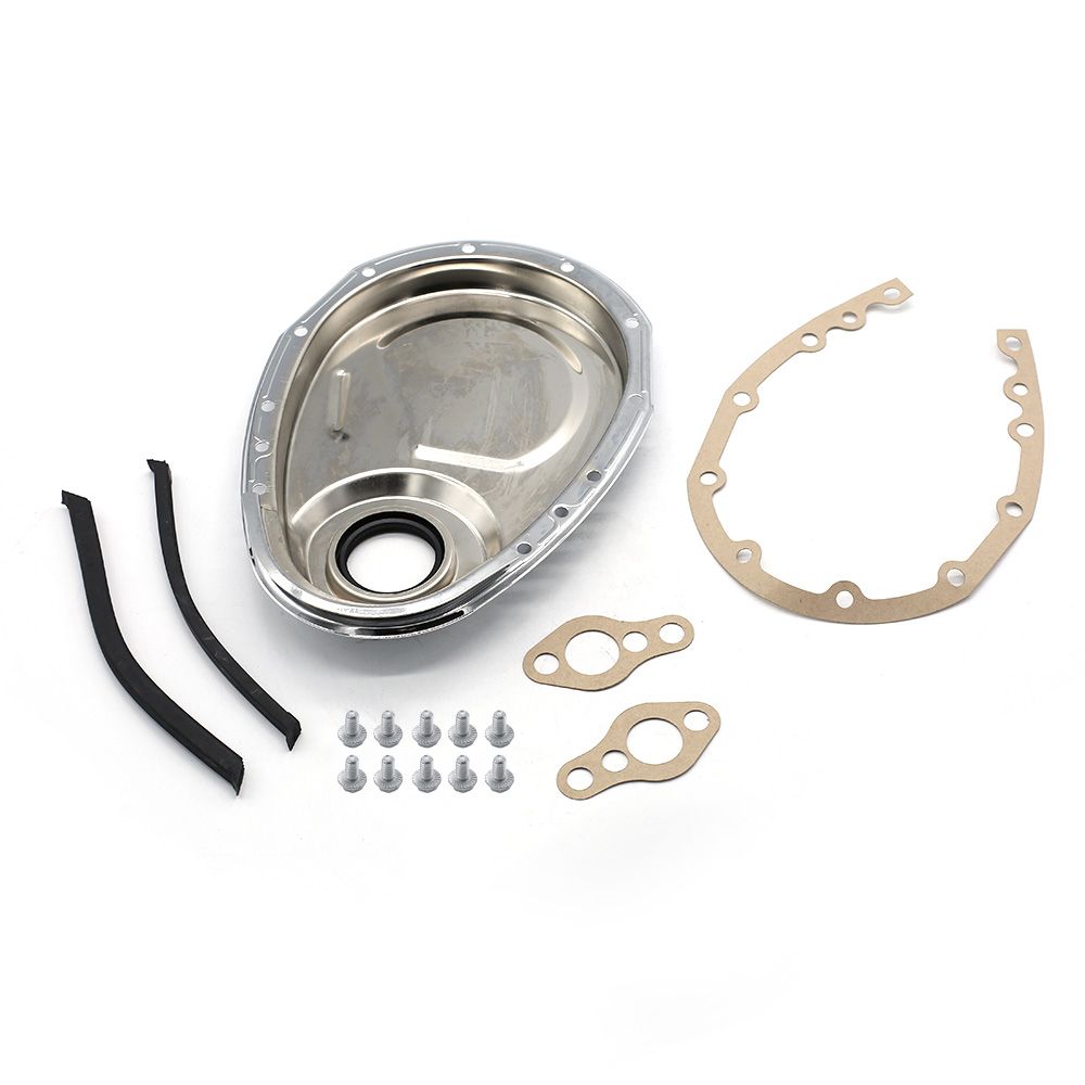 Chrome Timing Chain Cover Kit Fit For SB Chevy 327 350 383