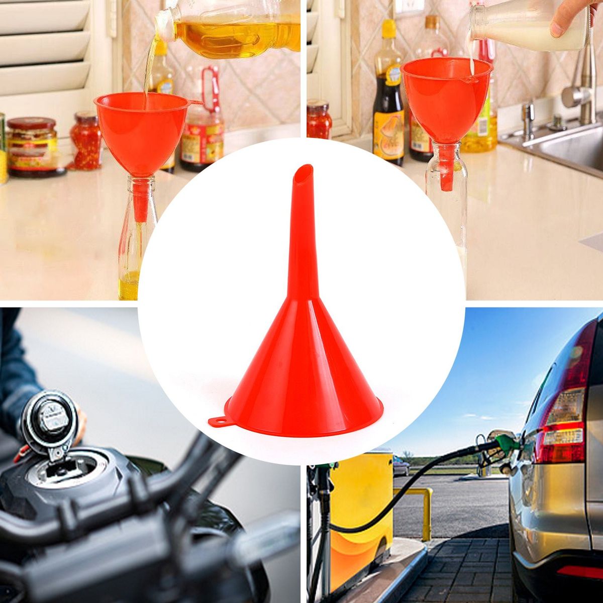 4-Pieces 4-Sizes Plastic Funnel Set For Car Oil, Gas And