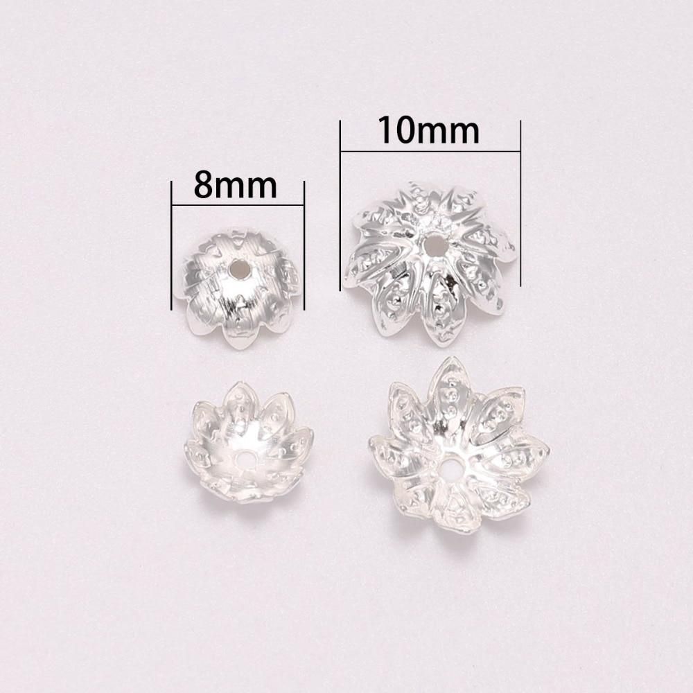 100pcs/Lot 8 10 mm  Lotus Flower Metal Loose Spacer Bead Caps Cone End Beads Cap Filigree For DIY Jewelry Finding Making