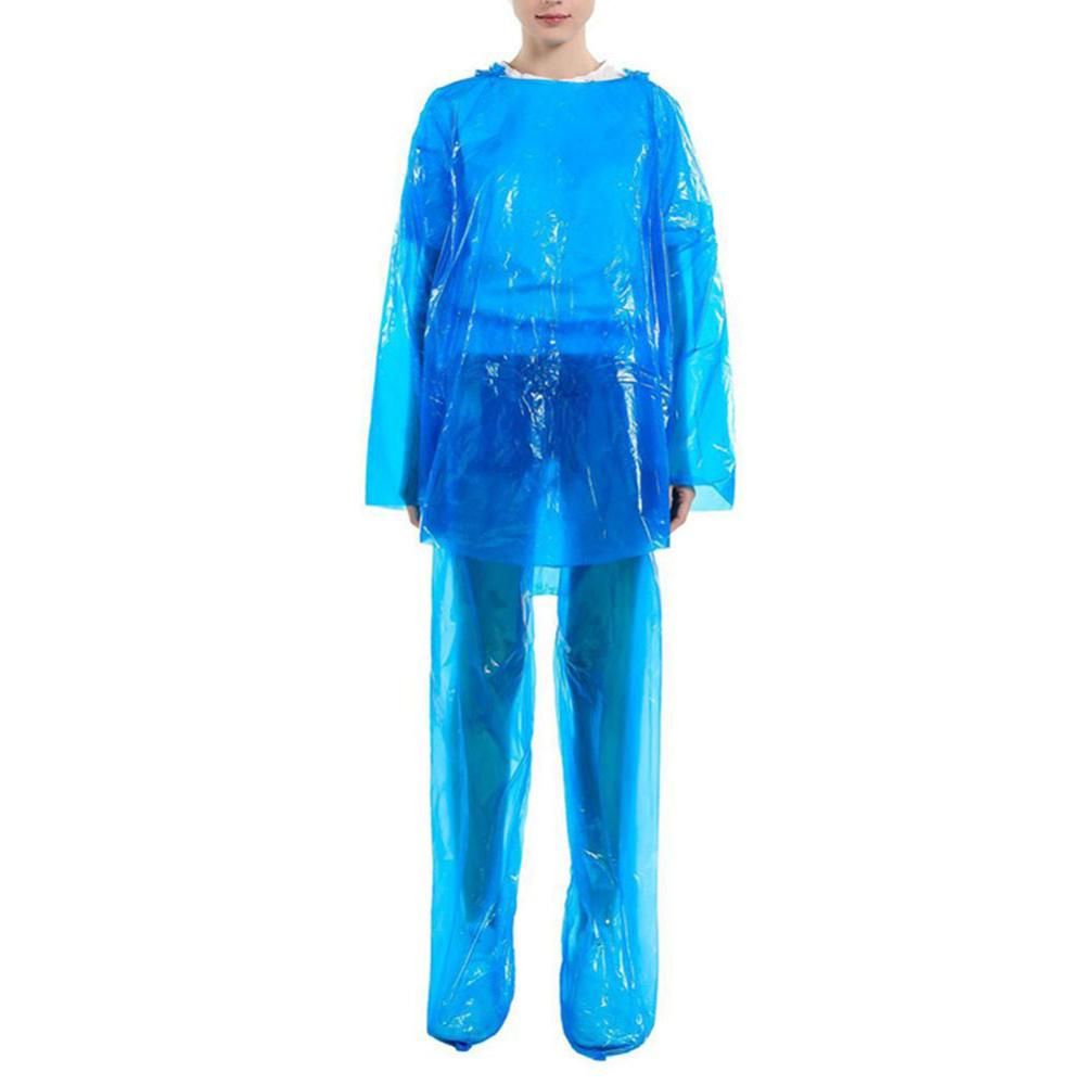 1 Set Waterproof Jacket PVC Reusable Hooded Raincoat