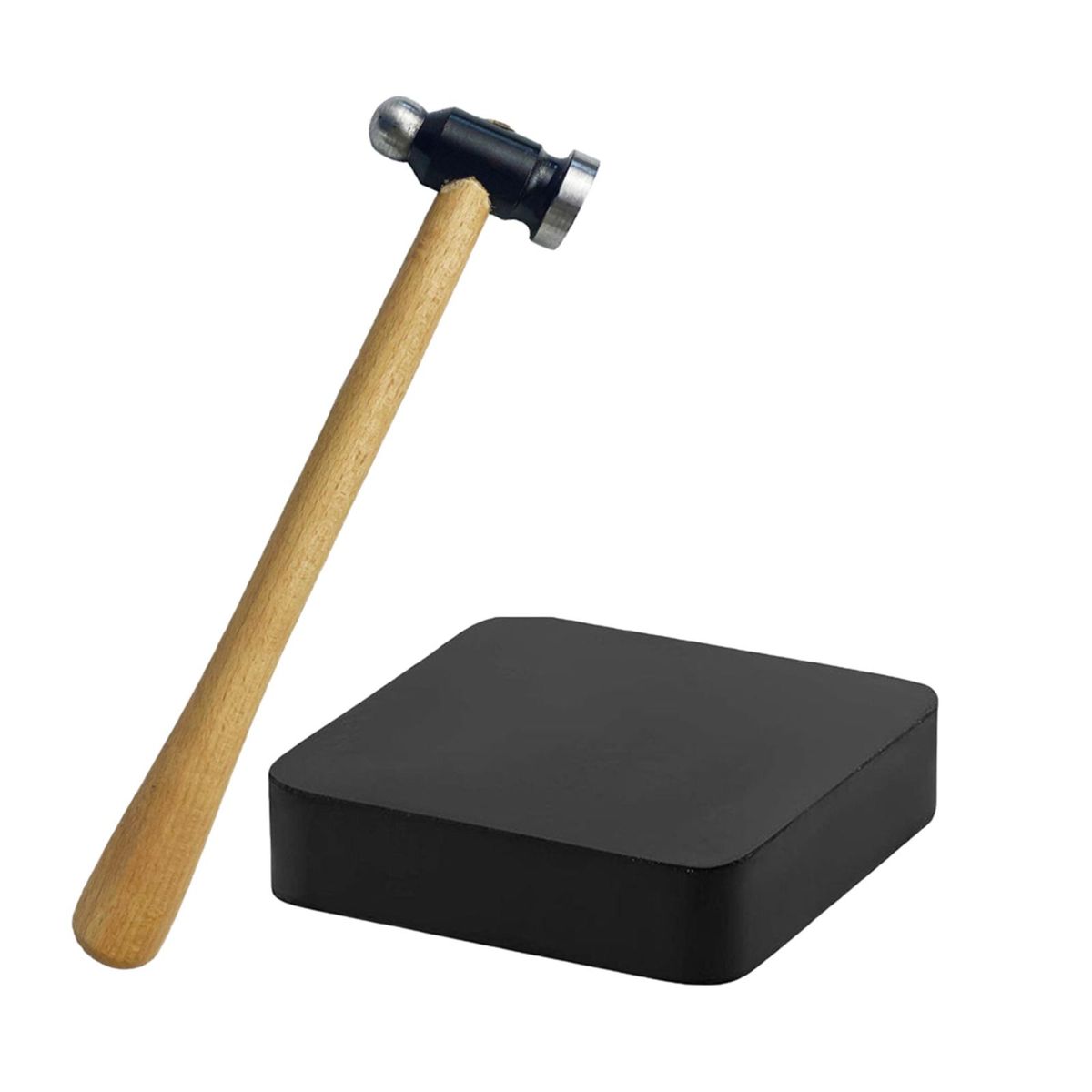 Steel Mallet With Square Rubber Bench Block For Jewelry Repair Tools