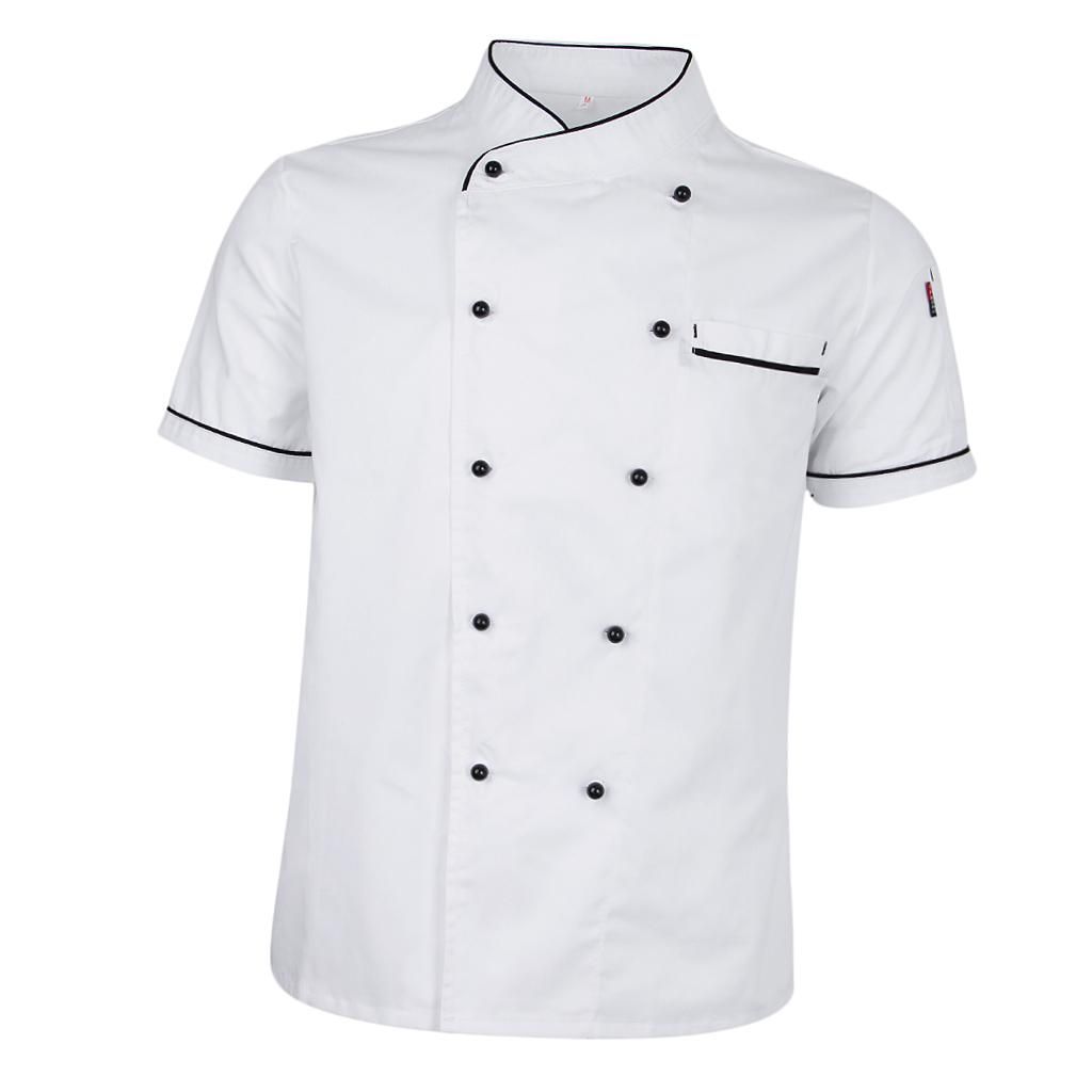 Men Women Chef Jacket Coat Uniform Breathable Short Sleeves