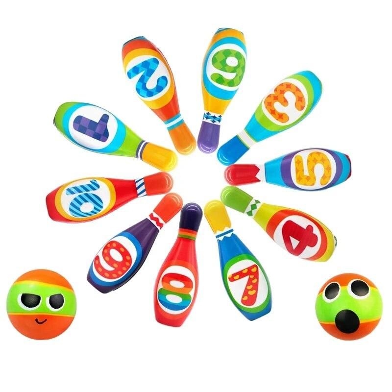 Kids Foam Bowling Set , 10 Indoor Colorful Soft Pins 2 Bowling Balls,Toddlers Toys Printed with Number,Sport Gift for Baby Boys