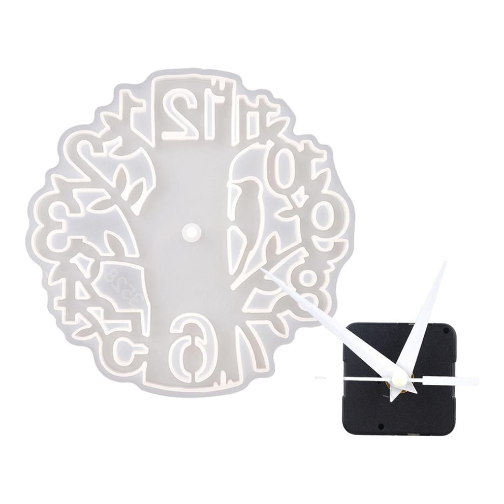Silicone Clock Mold DIY Set Art Epoxy Resin Casting White Pointer