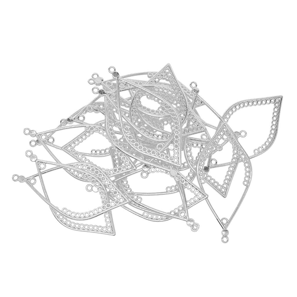20pcs Leaf Shape Bail Charms Base Blank Pendant Settings Platinum