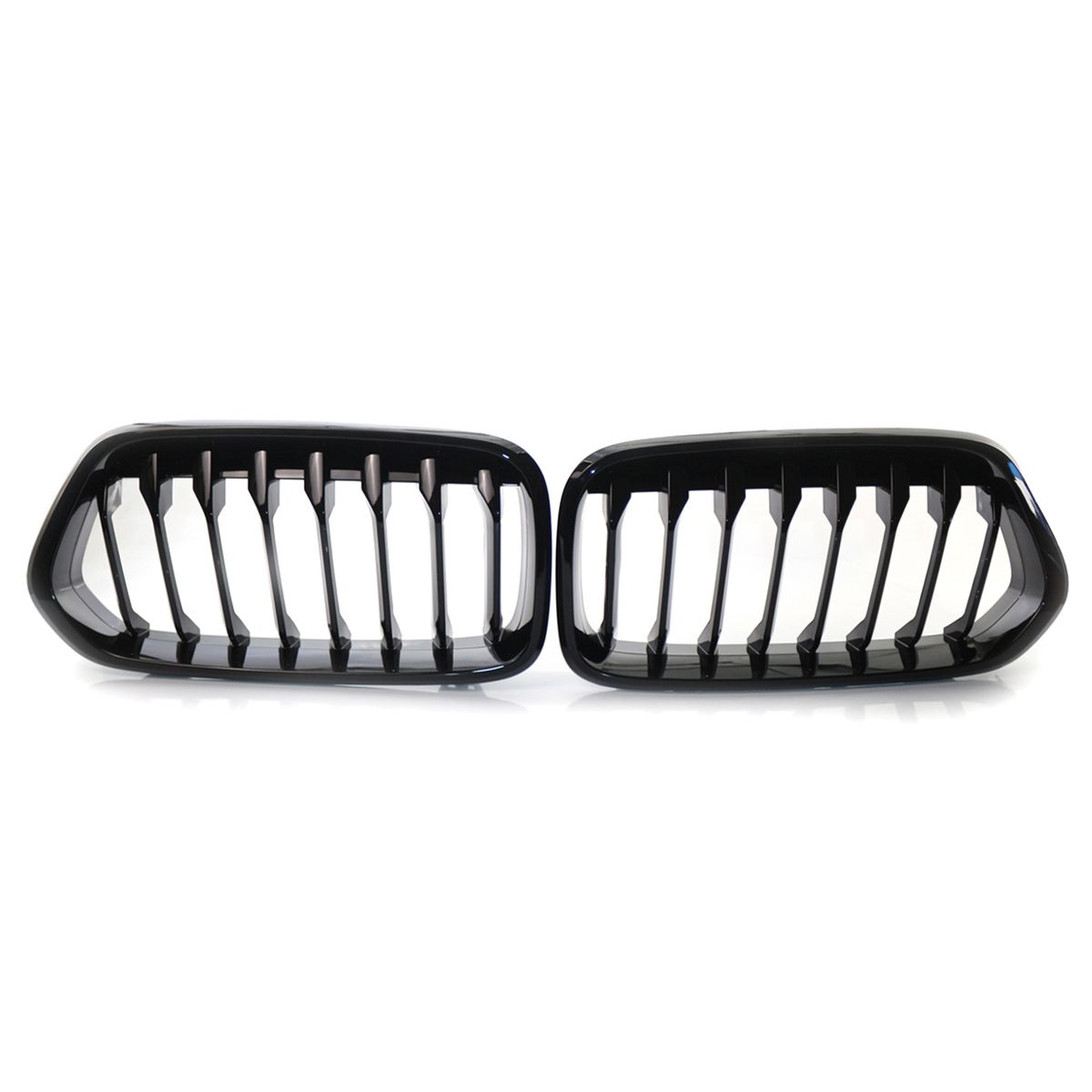 Black Radiator Kidney Single Slat Grilles Set Pair M