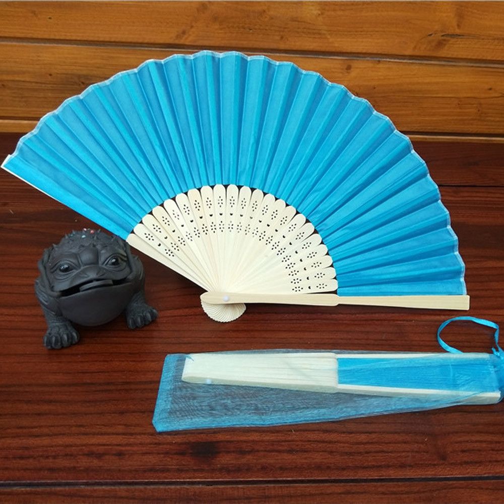 Calligraphy Fan Favor Hand Painting Party Bamboo Writing Black Folding Fans Silk #02 Held Wedding Chinese Spun Dancing