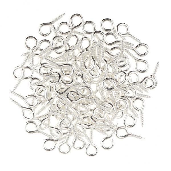 4X 100pc Silver Screw Eye Pin Findings For Clay Jewelry Resin Bead