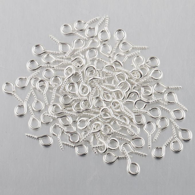 200 Assorted Mini Eye Pins Eyepins Hook Eyelets Screw Threaded Silver