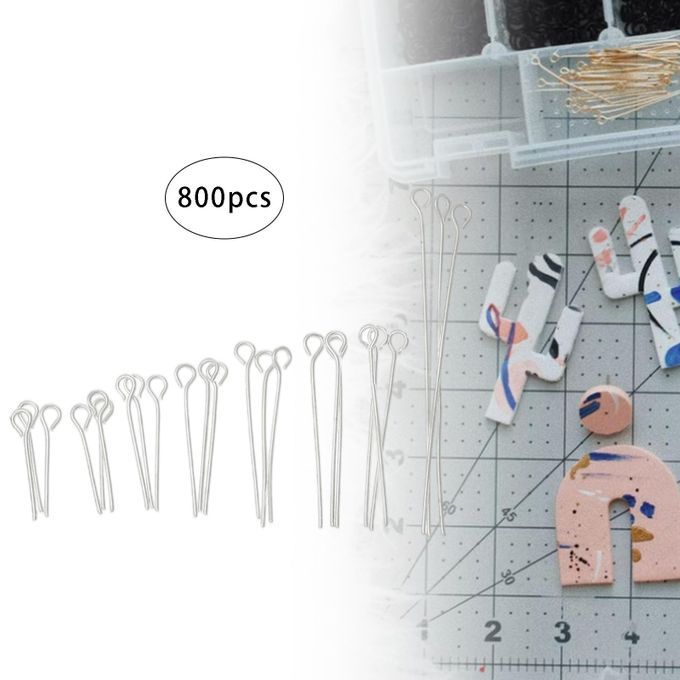 Set Of 800 Silver Eye Pins Accessories Set DIY Jewelry Eye Pins 800Pcs