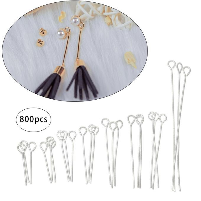 Set Of 800 Silver Eye Pins Accessories Set DIY Jewelry Eye Pins 800Pcs