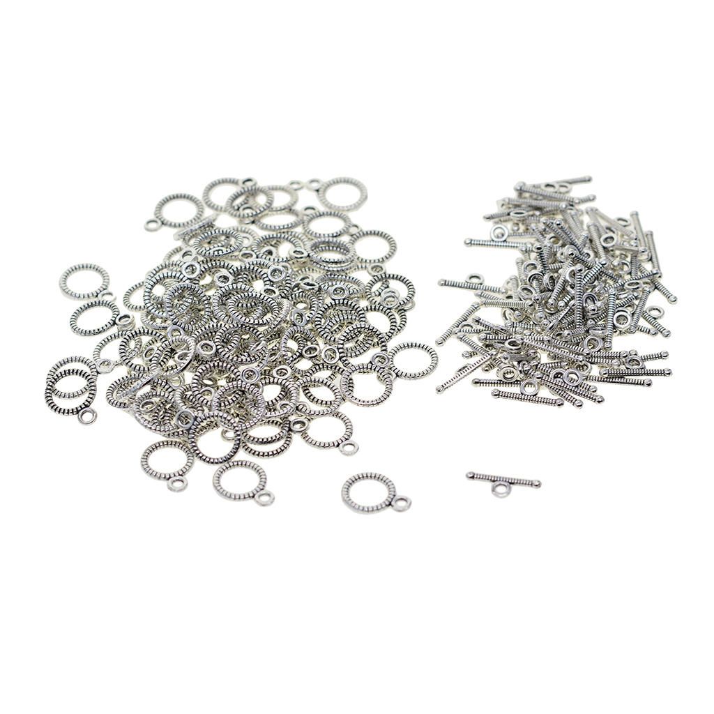 100x Vintage OT Toggle Clasps Hooks Connector DIY Jewelry Necklace