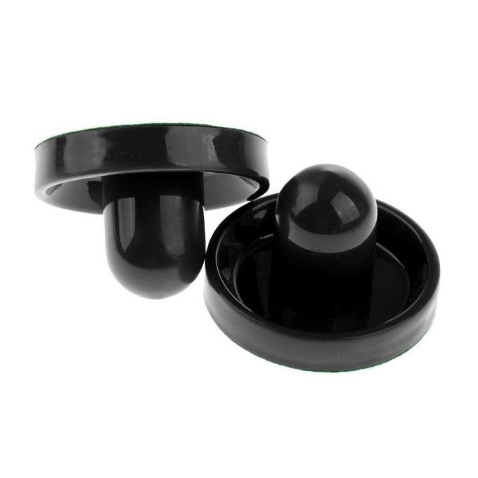 2Pcs Hard Plastic Air Hockey Table Felt Pusher Indoor Medium Black