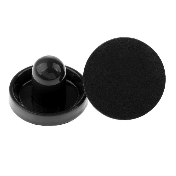 2Pcs Hard Plastic Air Hockey Table Felt Pusher Indoor Medium Black