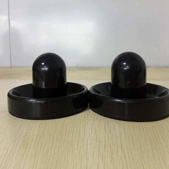 2Pcs Hard Plastic Air Hockey Table Felt Pusher Indoor Medium Black