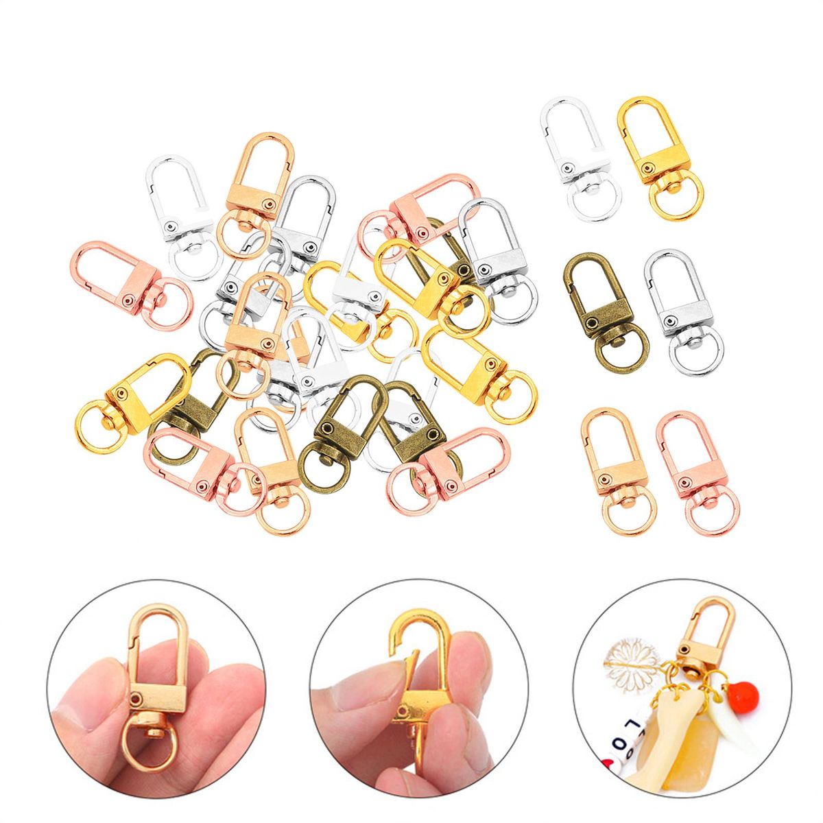 Clasp Hooks Clips Small Size Colorful For Crafts Rectangle 30pcs
