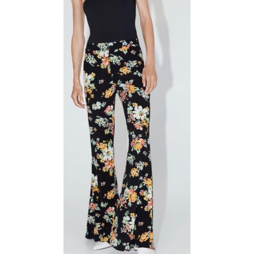Floral Print Flared Trousers