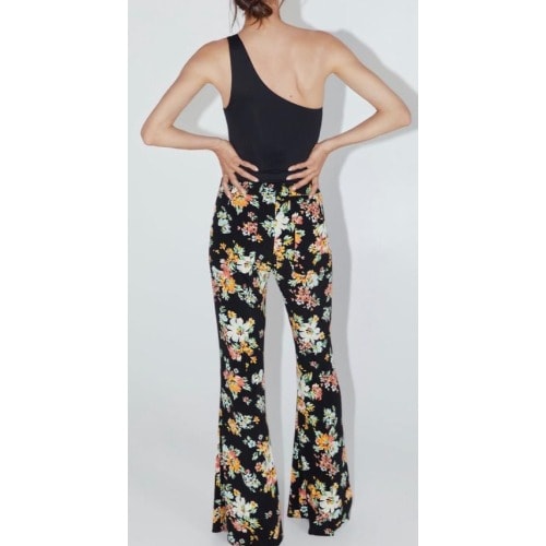Floral Print Flared Trousers