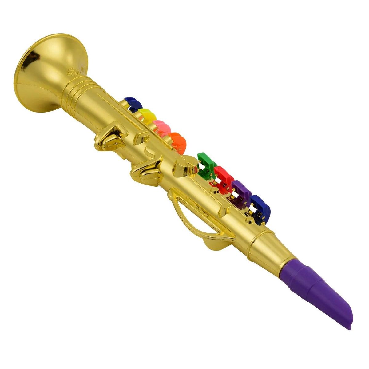 Musical Wind Instruments Clarinet for Kids Toddlers ABS Metallic Gold Clarinet with 8 Colored Keys