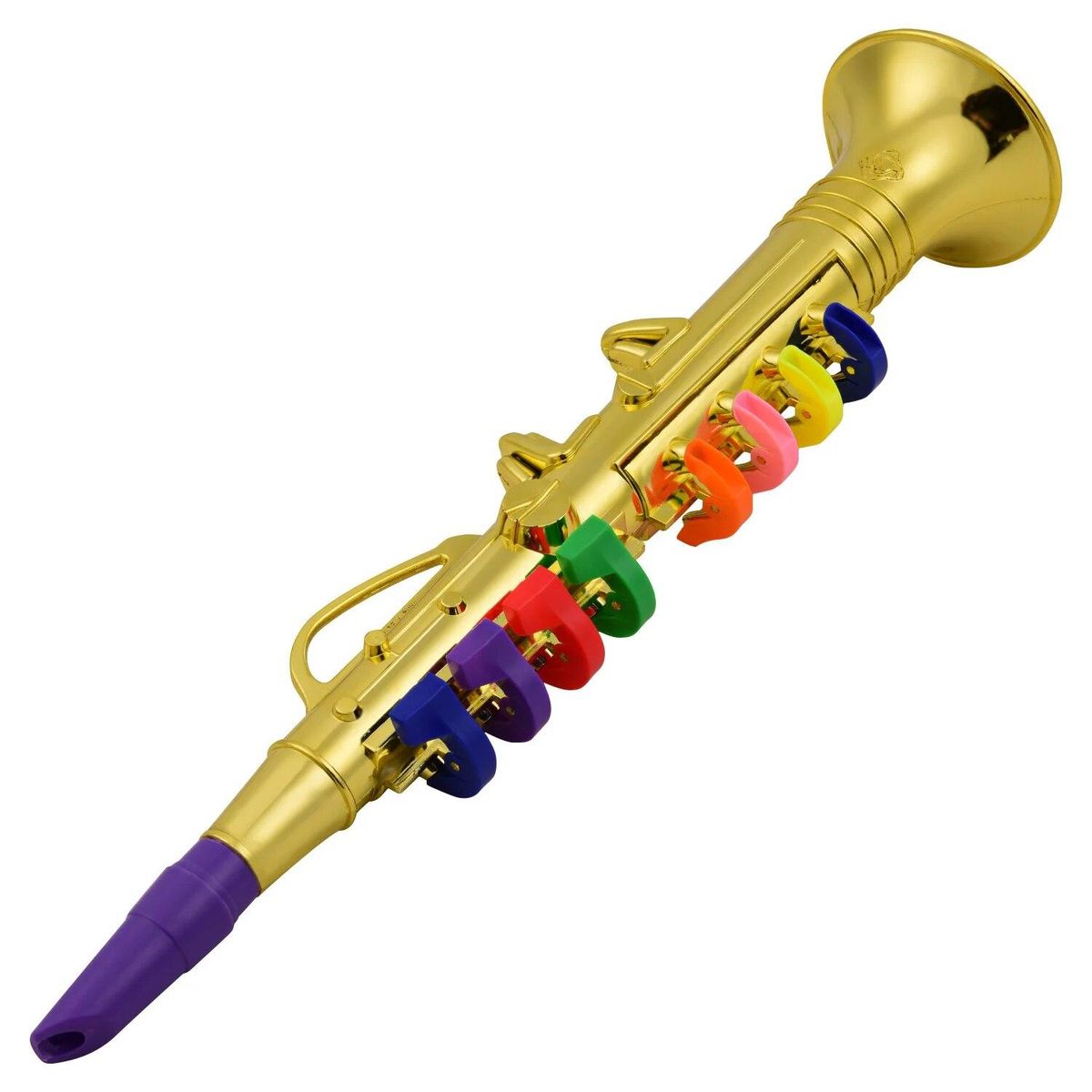 Musical Wind Instruments Clarinet for Kids Toddlers ABS Metallic Gold Clarinet with 8 Colored Keys