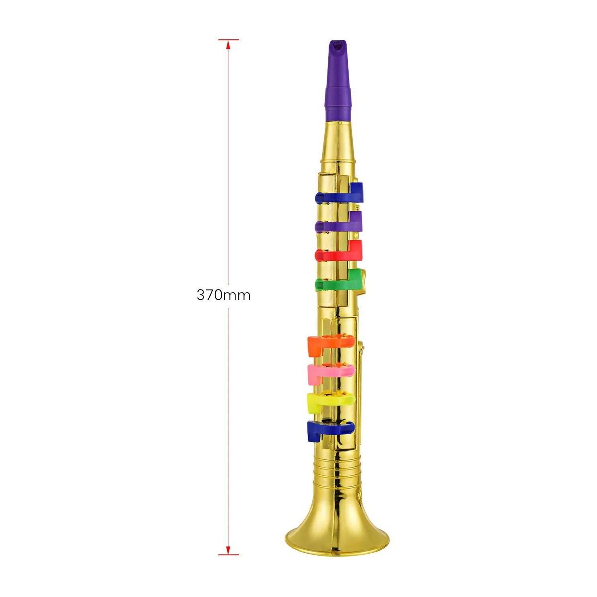 Musical Wind Instruments Clarinet for Kids Toddlers ABS Metallic Gold Clarinet with 8 Colored Keys