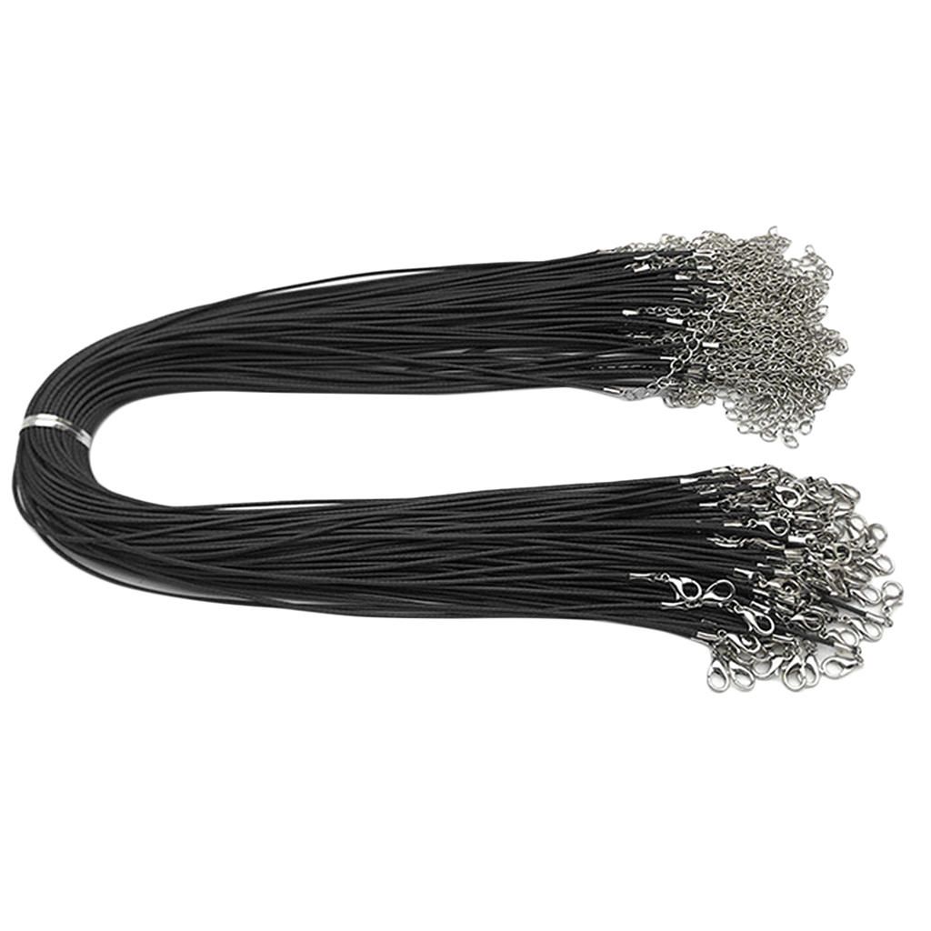 100 Waxed Necklace Cord Chain W/ Lobster Claw Clasp DIY Jewelry Black