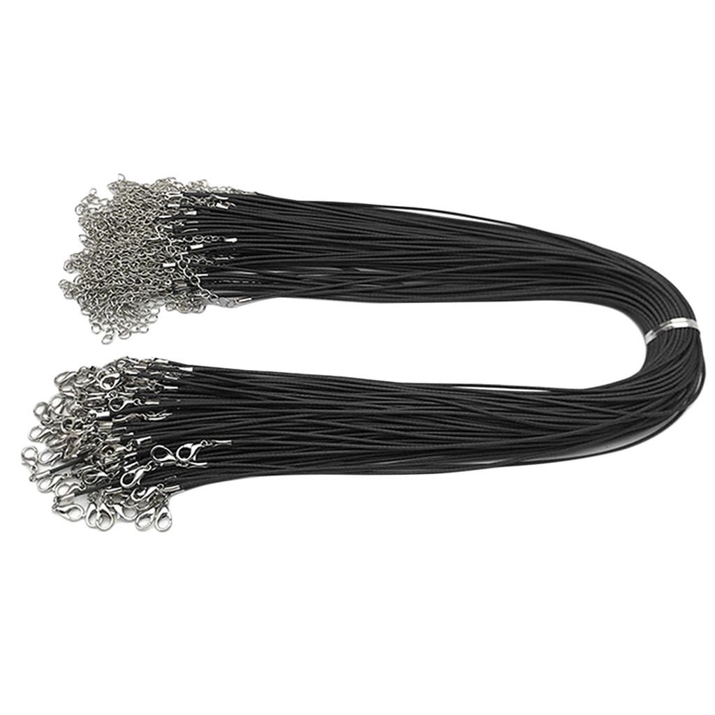 100 Waxed Necklace Cord Chain W/ Lobster Claw Clasp DIY Jewelry Black