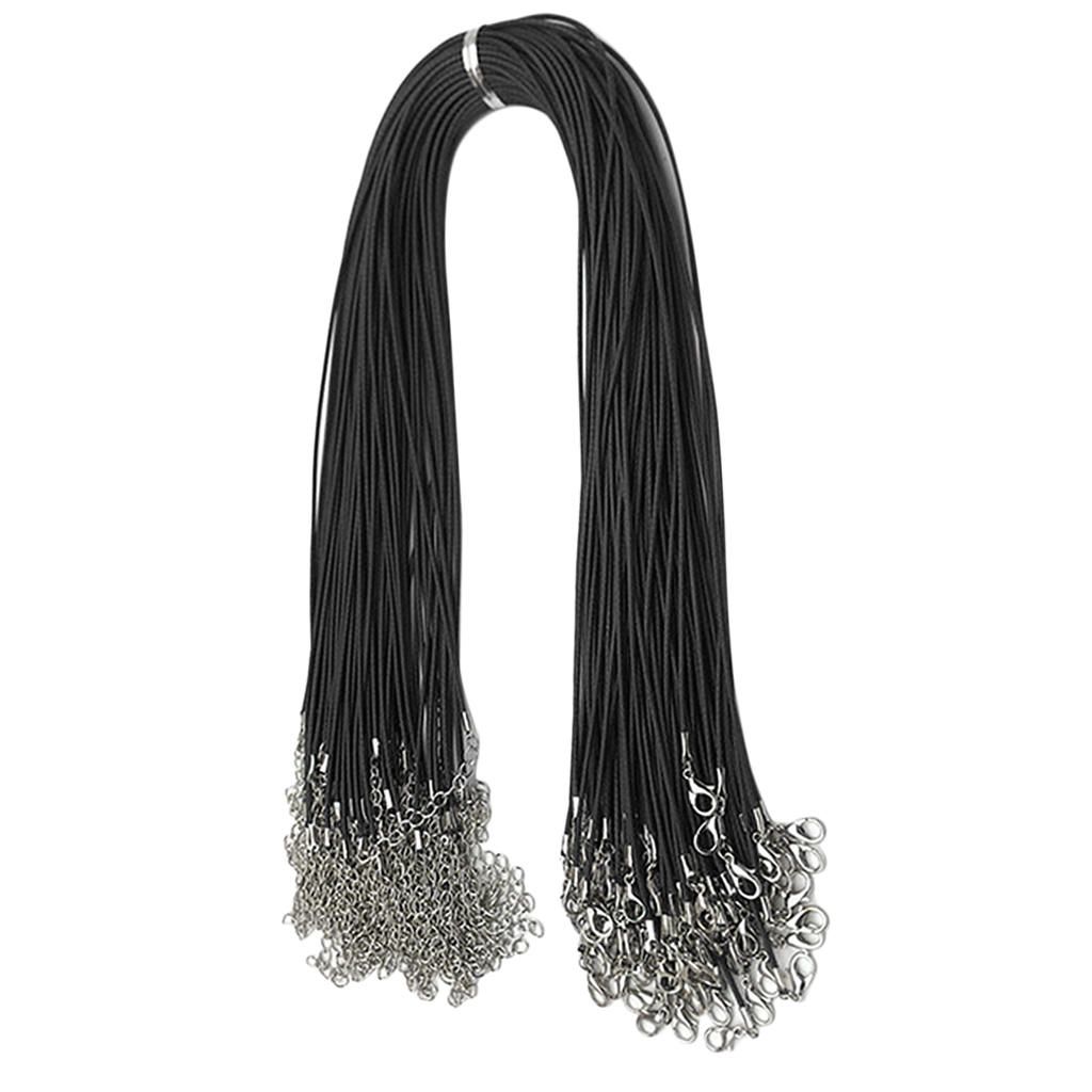 100 Waxed Necklace Cord Chain W/ Lobster Claw Clasp DIY Jewelry Black