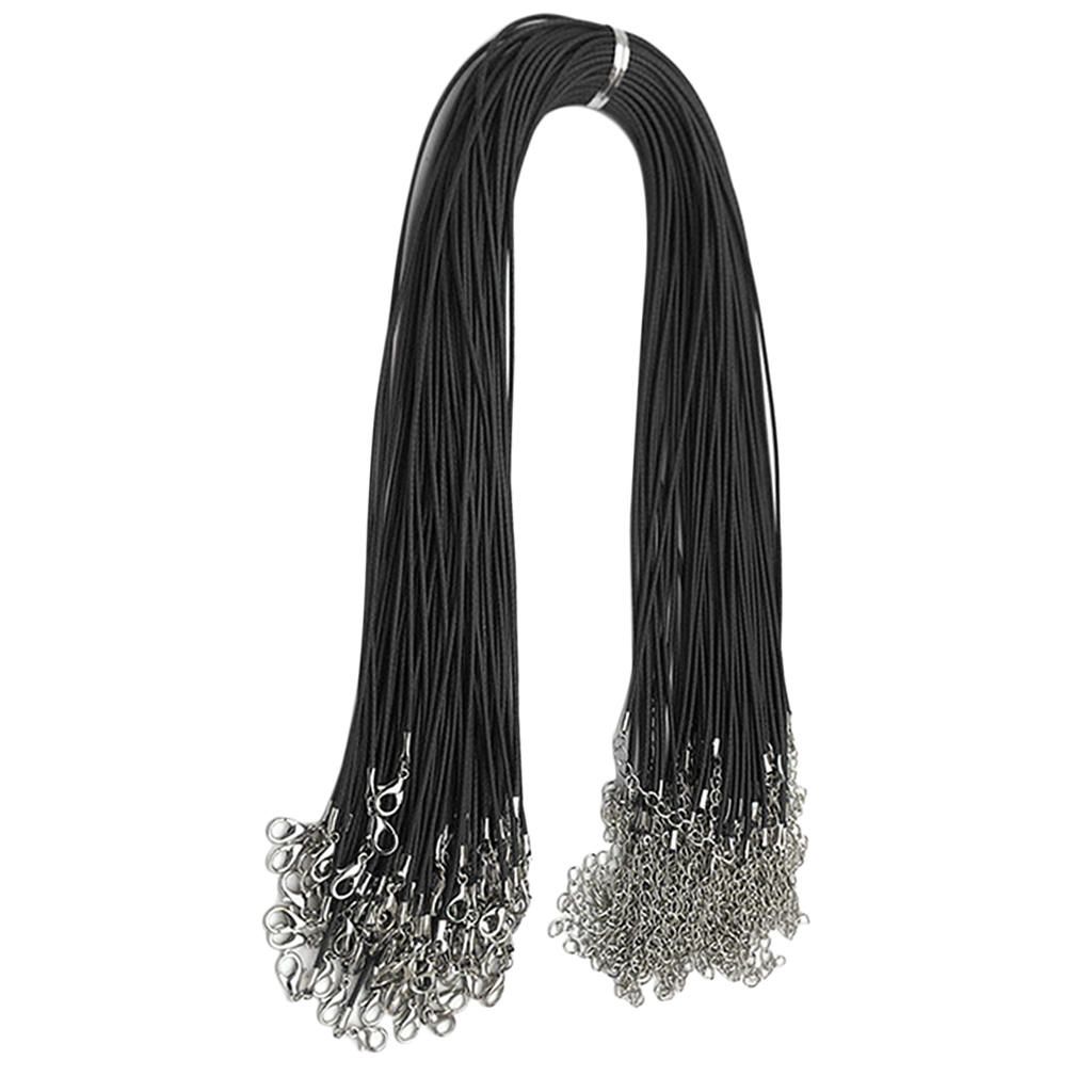 100 Waxed Necklace Cord Chain W/ Lobster Claw Clasp DIY Jewelry Black
