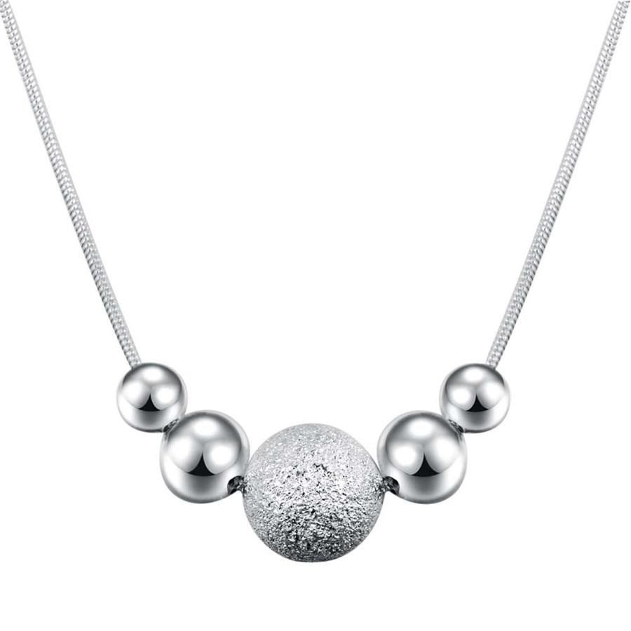 Charms wedding party silver color cute lady bead women necklace jewelry silver jewelry fashion cute beads chain necklace LN019