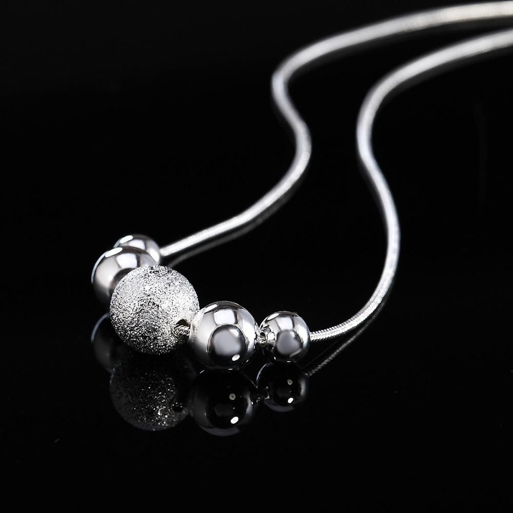 Charms wedding party silver color cute lady bead women necklace jewelry silver jewelry fashion cute beads chain necklace LN019