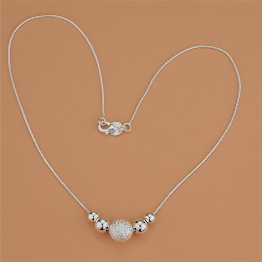 Charms wedding party silver color cute lady bead women necklace jewelry silver jewelry fashion cute beads chain necklace LN019