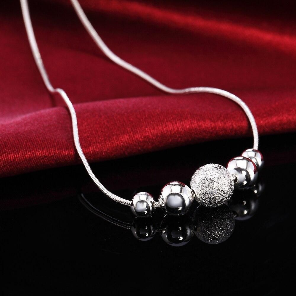 Charms wedding party silver color cute lady bead women necklace jewelry silver jewelry fashion cute beads chain necklace LN019