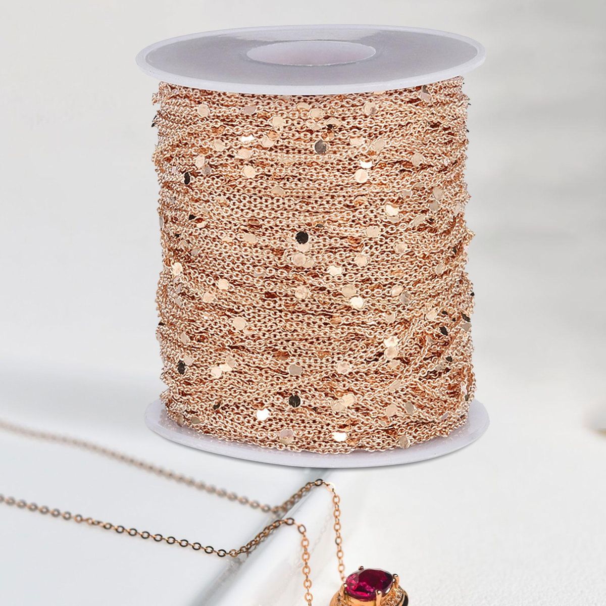 Chains For Necklace Bracelet 2M Keychain Pink Aureate