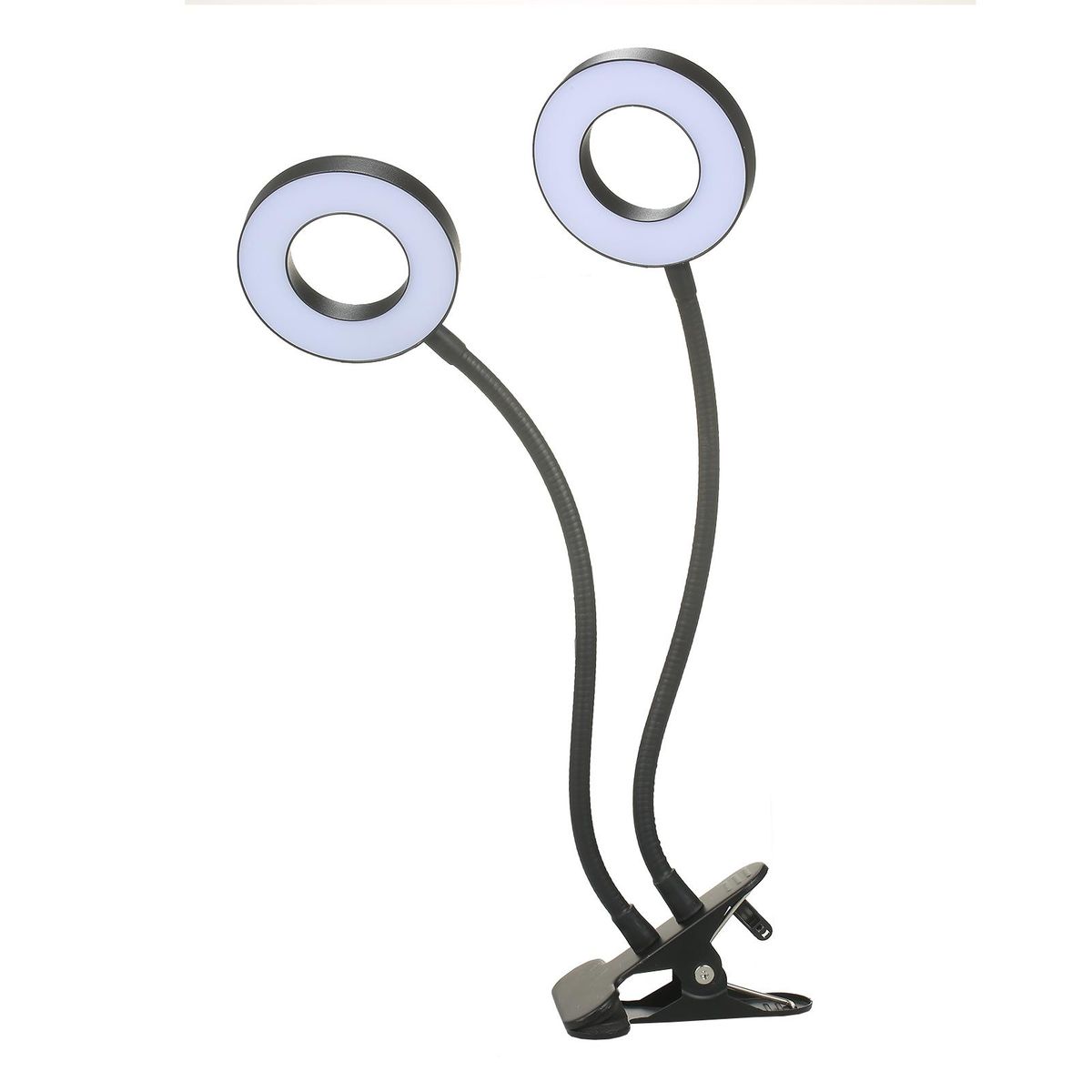 Dual Head LED Grow Ring Light for Indoor Plants Red & Blue Spectrum USB Powered Clip-on Desk Plant Growing Lamps with Flexible Metal Hose for Succulent Plants Seedlings Flowers