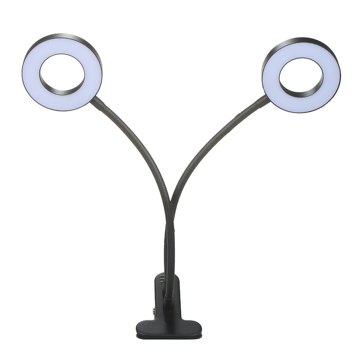 Dual Head LED Grow Ring Light for Indoor Plants Red & Blue Spectrum USB Powered Clip-on Desk Plant Growing Lamps with Flexible Metal Hose for Succulent Plants Seedlings Flowers