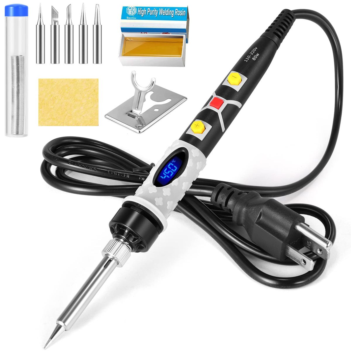 Soldering Iron Kit, 80W Digital Soldering Iron With Tips