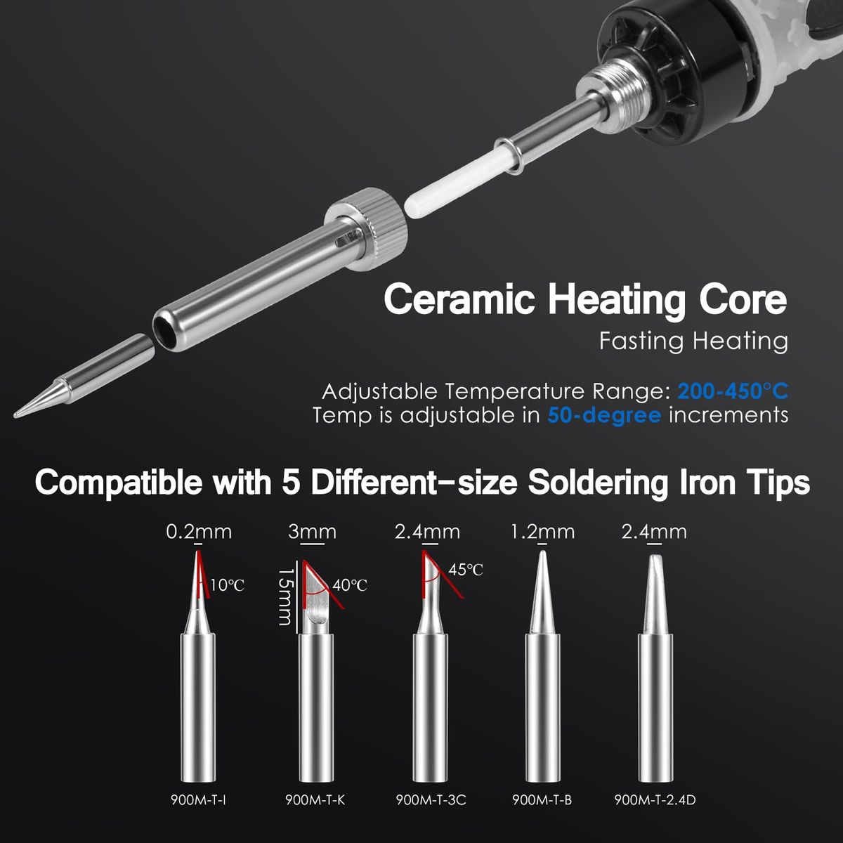 Soldering Iron Kit, 80W Digital Soldering Iron With Tips