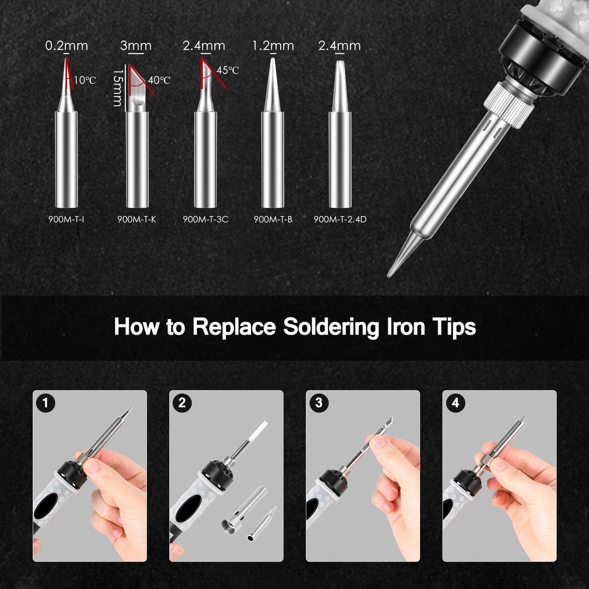 Soldering Iron Kit, 80W Digital Soldering Iron With Tips