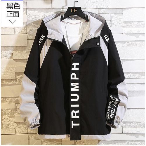 Black Spring New Men Jacket Casual Hooded Jacket Students